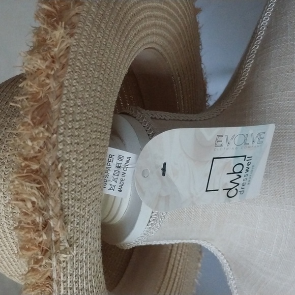 Straw Hat Crocheted Band Medium Fringed Brim OSFM - Picture 3 of 11